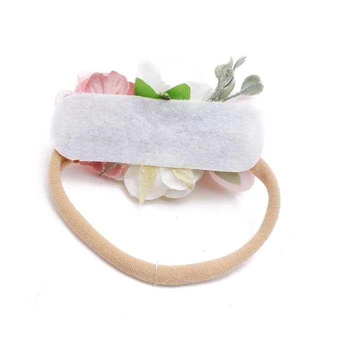 Baby Girl Floral Headband Nylon Flower Crown Elastic Hairband 3pcs Hair Accessories Gift for Girls，stretchy size 3pcs/set