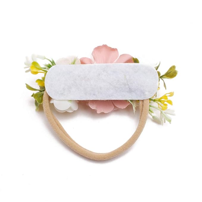 Baby Girl Floral Headbands- 3pcs Nylon Headband Handmade Flower Crown Elastic Hairband Newborn Toddler Hair Accessories Gifts for Girls （1-6 years old）
