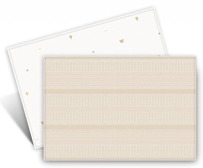 Ultra-Cushioned Premium Baby Play Mat - Coco Bear + Woven Sisal - Made in Korea - Tummy Time Mat with Superior Shock Absorption, Non-Toxic Baby Floor Mats, Water Resistant, Reversible - 75"x51"