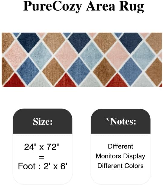 2x6 Checkered Rug Rainbow Modern Soft Area Rug Fluffy Non-Slip Carpet for Bedroom Living Room Playroom Home Aesthetic Decor
