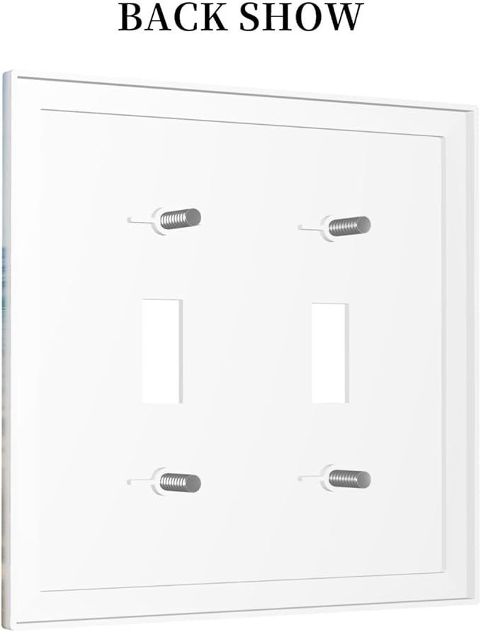 Decorative Light Switch Cover Plate Summer Beach Starfish Shells 2 Gang Switch Plate Covers Double Toggle Wall Plates Electrical Faceplate for Bathroom Home Decor