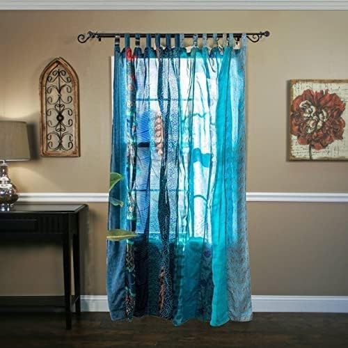 YILLE 1 Piece Silk Saree Curtains - Boho Curtain, Window, Room Curtain for Home Decor LightWieght Aesthetic Vibe