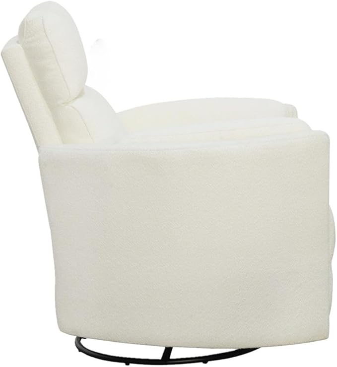 Pemberly Row Modern White Fabric Power Swivel Glider Recliner (Two Pack) with USB Charging Ports for Living Room