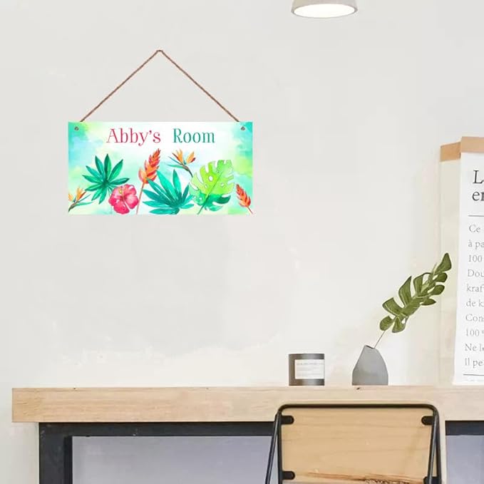 Personalized Flowers Sign Door Décor For Kids Room Custom Name Little Man Cave Wall Art Decor, Cute Cartoon Floral Nursery Art Plate For Girls Room Boys Bedroom