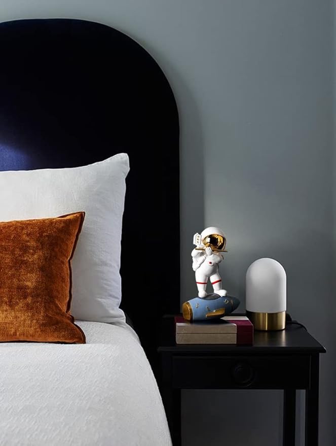 Paimuni Resin Astronaut Figurine Gold Flute Spaceman Statue for Desktop Bookshelf Office Living Room