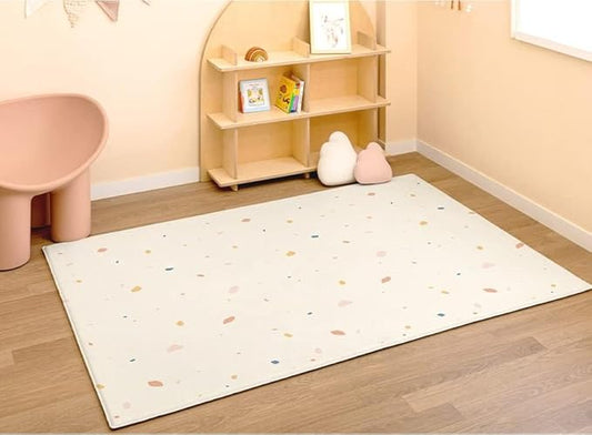 Ultra-Cushioned Premium Baby Play Mat - Jelly Terrazzo & Sage Beige - Made in Korea - Tummy Time Mat with Superior Shock Absorption, Non-Toxic Baby Floor Mats, Water Resistant, Reversible - 75"x51"