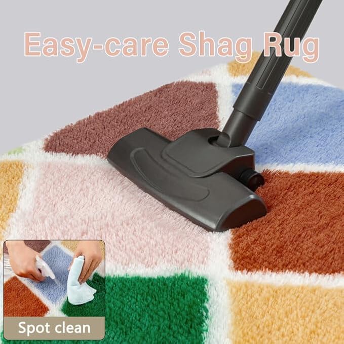 6x9 Checkered Rug for Living Room Colorful Modern Soft Area Rug Fluffy Non-Slip Carpet for Bedroom Playroom Home Aesthetic Decor