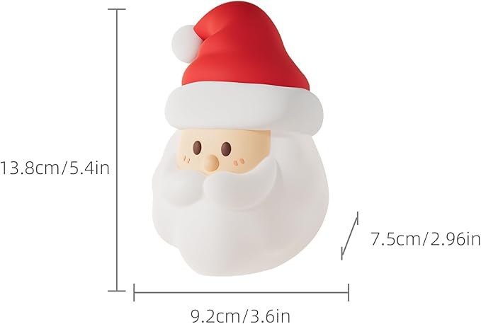 Christmas Santa Claus Night Light, Cute Christmas Gifts, Silicone Squishy LED Lamp Decorations, Rechargeable Touch Nightlight, Baby Night Light for Nursery Breastfeeding Bedroom Living Room Decor