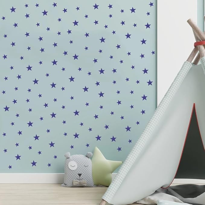 Assorted Matte Dark Blue Wall Vinyl Decals Stickers - 112pcs (1.18" to 1.97" Sizes) – Easy Peel and Stick, Perfect for Nursery, Kids Room, Bedroom Décor by BugyBagy
