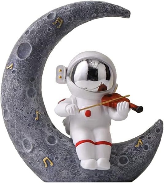 Paimuni Figurine Home Decor Resin Astronaut Statue Collectible Spaceman Sculpture Decorative Music Ornament for Desktop Bookshelf Office Living Room