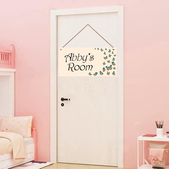 Personalized Butterfly Sign Cartoon Room Décor Kids Room Decor, Animal Theme Wall Art Decor for Little Man Cave, Nursery Door Decor for Toddler Baby Boys Room