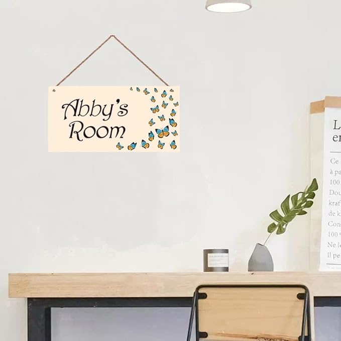 Personalized Butterfly Sign Cartoon Room Décor Kids Room Decor, Animal Theme Wall Art Decor for Little Man Cave, Nursery Door Decor for Toddler Baby Boys Room