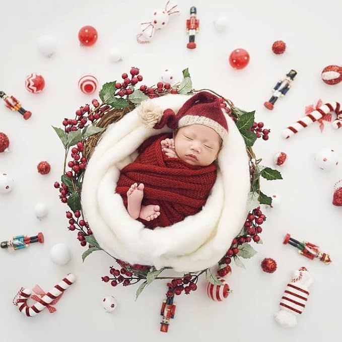 M&G House Newborn Photography Props - 6pcs Baby Photoshoot Props, Adjustable Photography Props Fits 0-6 Months Baby, Ultra-Soft Photo Donut Posing Pillow Basket - Multicolor