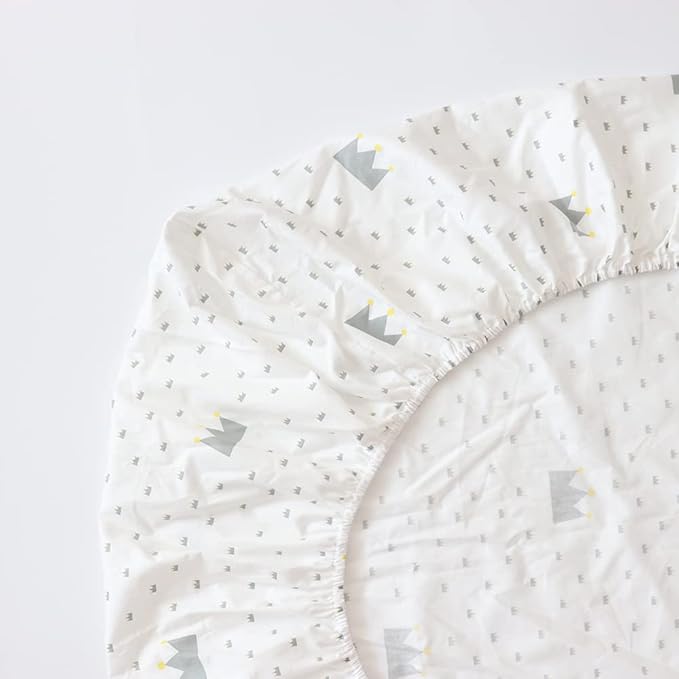 100% Cotton Crib Bedding Set for Baby Boys Girls,3 Pcs Baby Bed Linen Include Duvet Cover,Fitted Sheet,Pillowcase,Nursery Decoration,No Filler(Grey)