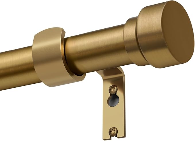 Brass Curtain Rods for Windows 66 to 120 Adjustable Modern Gold Curtain Rod 1 inch Diameter Heavy Duty with Solid Metal Finials for Living Room Bedroom Farmhouse Outdoor Patio