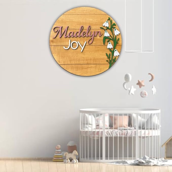 Personalized Wooden Name Sign - Custom Baby Name Signs for Nursery & Kids Room, Baby Announcement Sign, Wall Name Signs Personalized, Round Wooden Letters for Nursery Decor (Design 4)