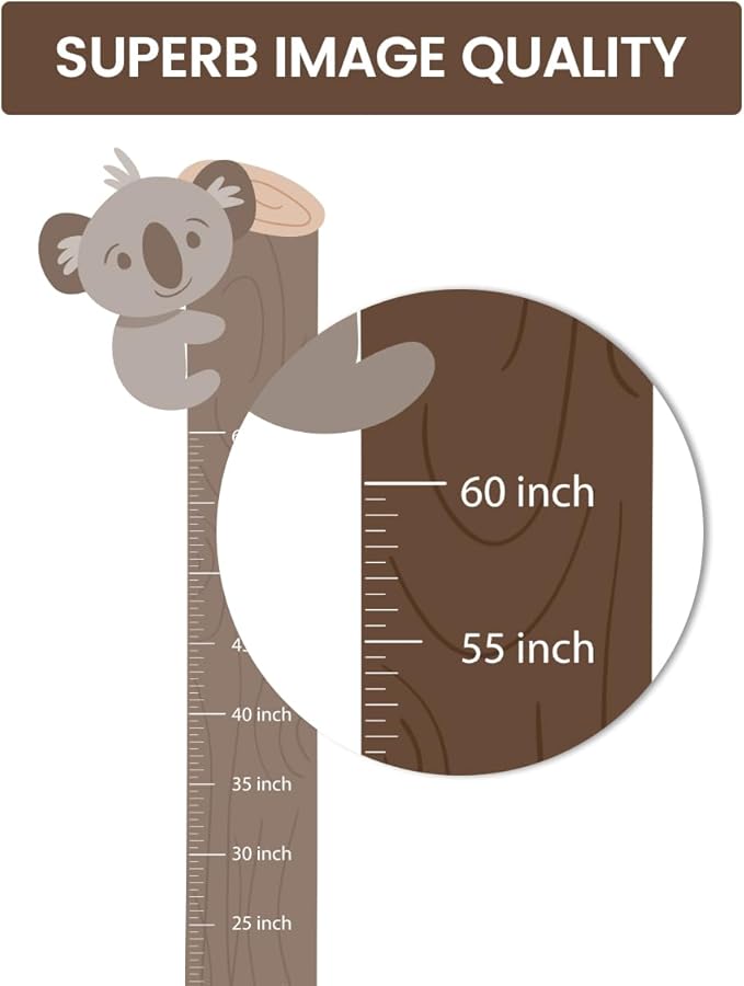 Height Chart for Kids - Growth Chart for Wall & Room Decor, Reusable, Easy Peel & Stick Measuring Wall Ruler for Baby, Toddler, Boys & Girls Nursery, Bedroom, Playroom & Home Decor (Hanging Koala)