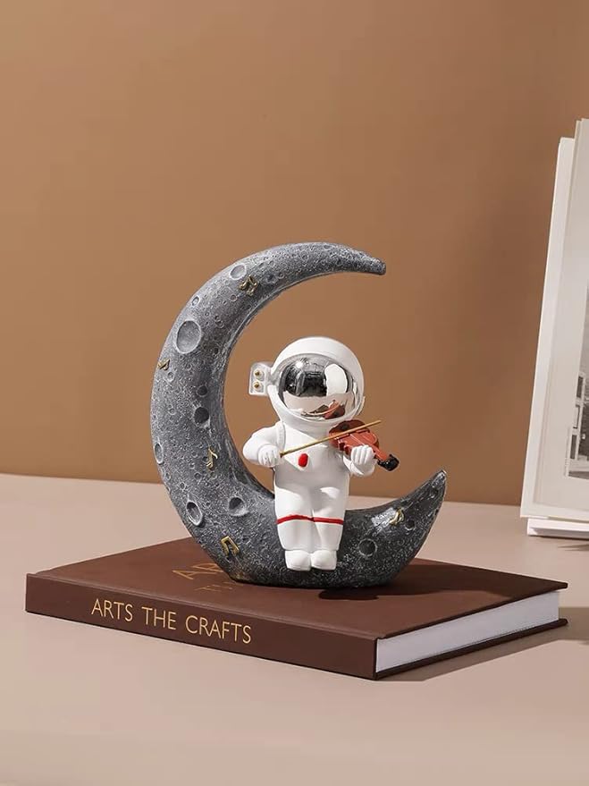 Paimuni Figurine Home Decor Resin Astronaut Statue Collectible Spaceman Sculpture Decorative Music Ornament for Desktop Bookshelf Office Living Room