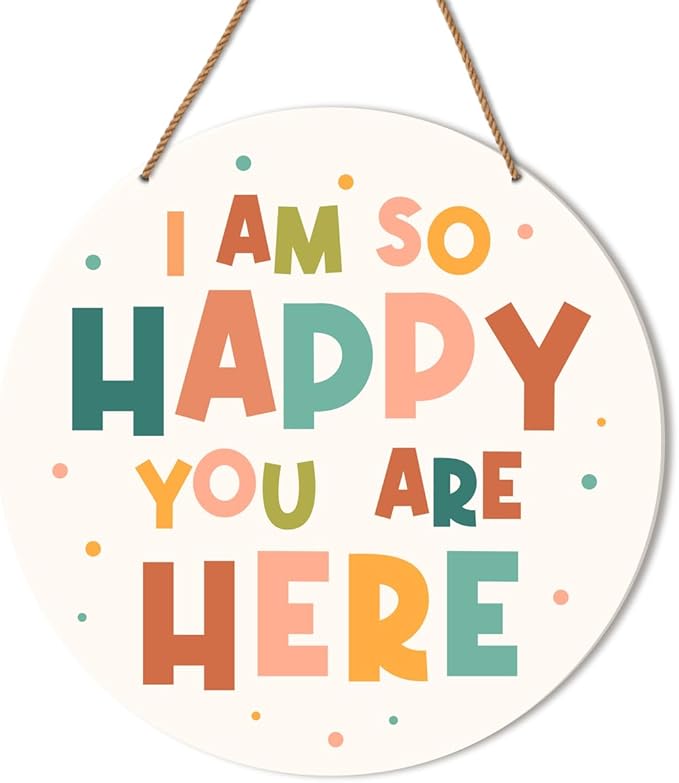 Nursery Classroom Wall Decor, Boho kindergarten Classroom Positive Wall Decor Kids Room Playroom Hanging Sign Decoration, I Am So Happy You Are Here