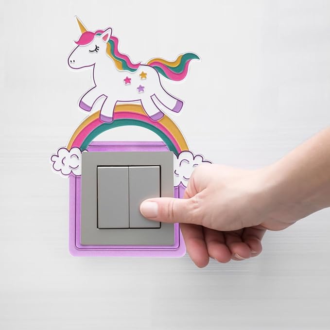 Luminous Unicorn Wall Sticker Creative Rainbow Switch Decal for Bedroom Playroom Home Decoration