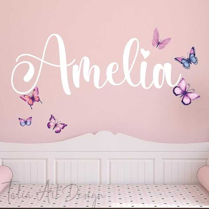 Personalized Wall Sticker with Custom Name,Butterfly Wall Decals for Girls Room and Nursery
