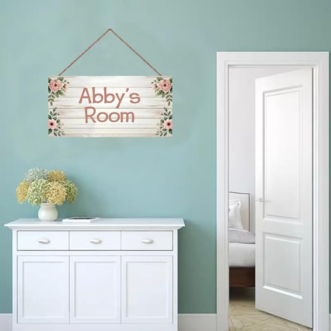 Personalized Door Sign Flowers Girls Bedroom Nursery Personalized Name Wooden Sign Décor For Kids Room