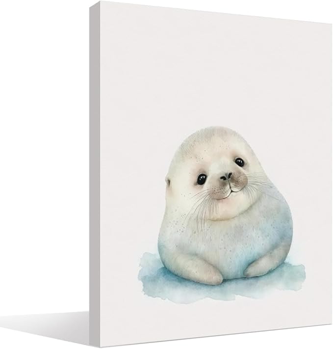 Baby Seal Arctic Animal Wall Art - Seal Nursery Decor for Baby, Child, Kids Room, 11x14 Inch