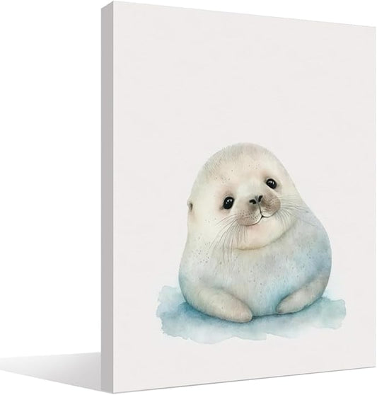 Baby Seal Arctic Animal Wall Art - Seal Nursery Decor for Baby, Child, Kids Room, 11x14 Inch