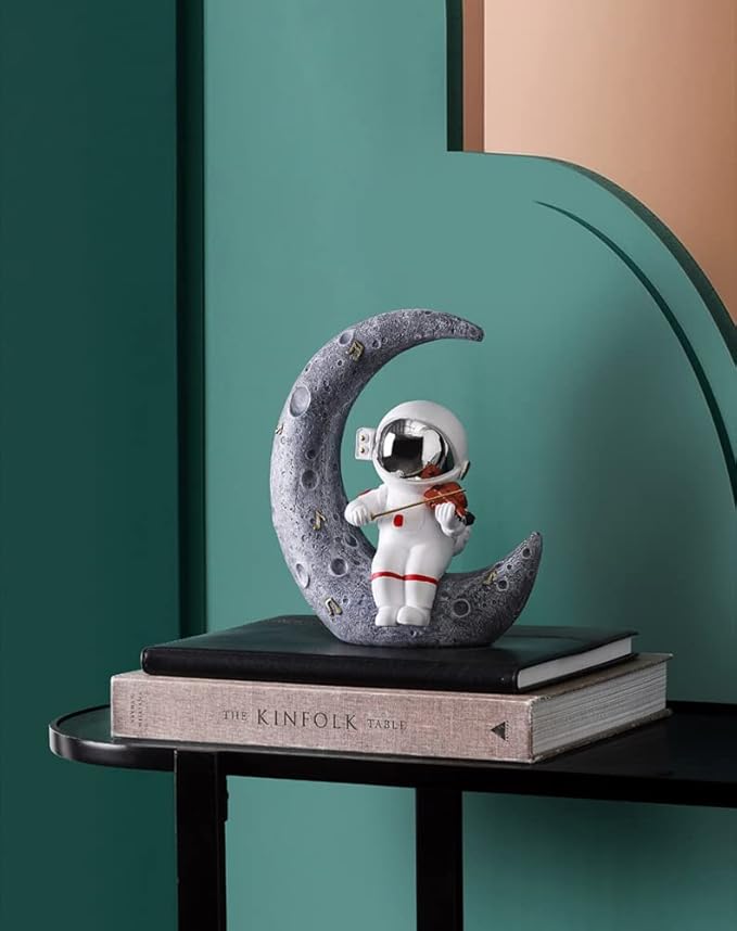 Paimuni Figurine Home Decor Resin Astronaut Statue Collectible Spaceman Sculpture Decorative Music Ornament for Desktop Bookshelf Office Living Room