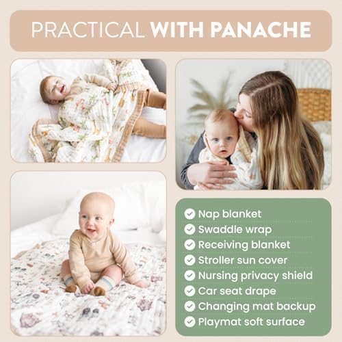 Organic Cotton Muslin Baby Blanket for Boys and Girls - Luxurious Soft Toddler Quilt for Swaddling - Gender Neutral Blanket - Baby and Toddler Gift - Circus