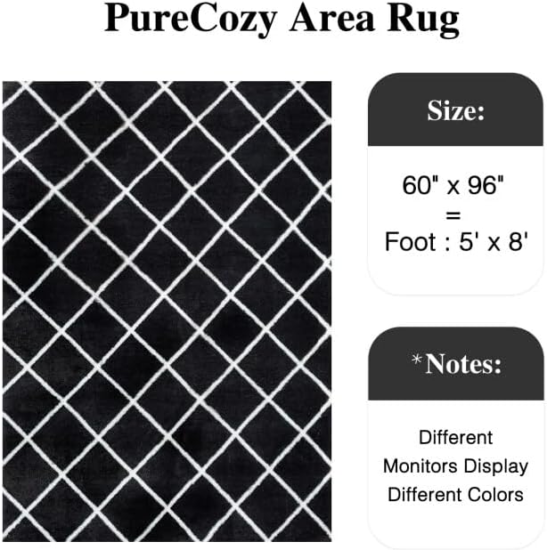 5x8 Checkered Rug for Bedroom Black and White Modern Soft Area Rug Fluffy Non-Slip Carpet for Living Room Playroom Home Aesthetic Decor