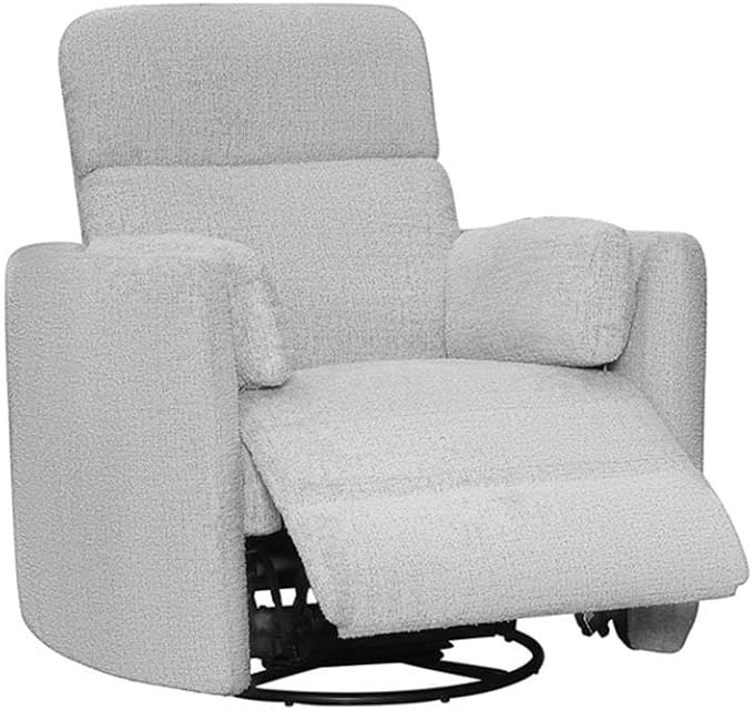 Pemberly Row Manual Glider Recliner Swivel Accent Chair in Angora Linen
