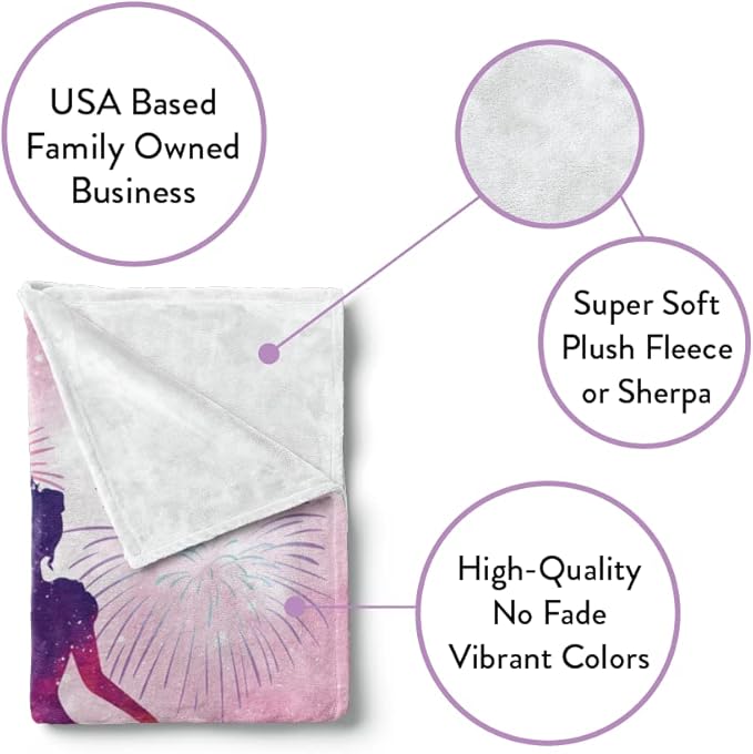 Personalized Princess Blanket for Girls - Ships Next Day, USA Made, Warm, Cozy, Soft Throw for Travel - Pink Room Decor - Plush Fleece or Sherpa Blanket with Custom Name (Fleece - 60x80)