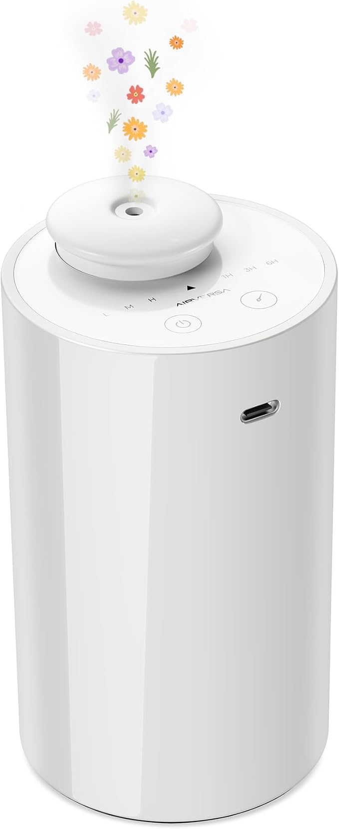 Airversa Waterless Diffuser for Essential Oil, Car Diffsuer, Battery Operated Nebulizer, 0.7 Fl Oz/ 20mL, Mini Scent Air Machine, 3 Timers & 3 Mist Levels for Home, Room, Car, Office - AN6 Cold Gray