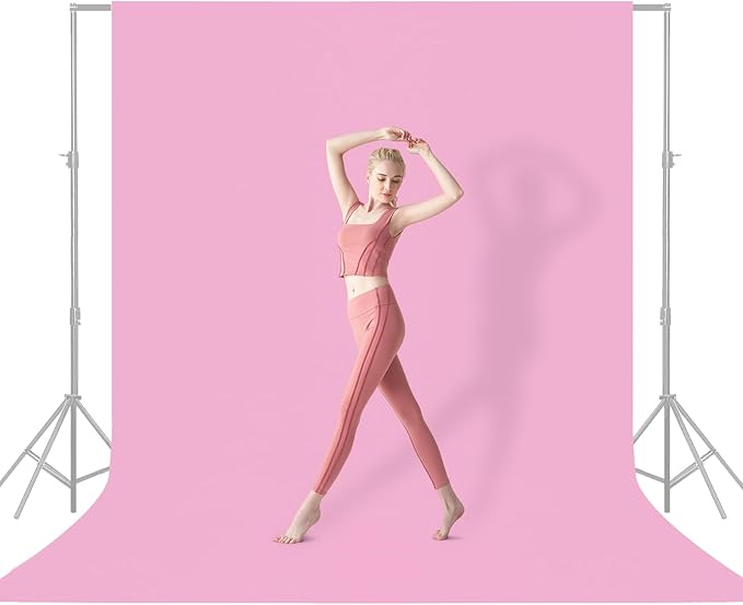YSKE-Y2 Heavy Duty Photo Backdrop, 10x8ft Pink Seamless Fabric Background Photography Backdrop Curtain Screen for Photoshoot Video Studio Party