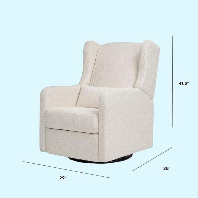Davinci Carter’s Arlo 270° Swivel Rocker Recliner Chair - GREENGUARD Gold, FSC & Certi-PUR US Certified - Ultra Comfy Nursery Glider Recliner - Glider Rocking Chair for Nursery and Living Room, Ivory