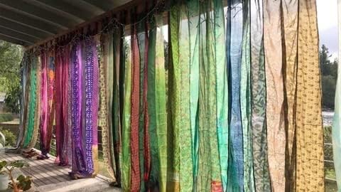 YILLE Sari Colorful Curtains Light-Filtering – Boho Curtains, Bed Canopy Panel, Tapestry or Window Treatment Beige Color - 1 Piece (84 X 43 Inches) (Orange)