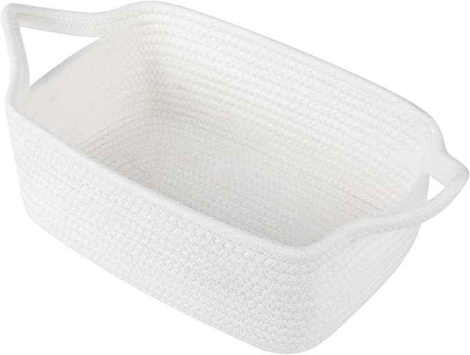 OIAHOMY 7L Woven Basket with Gift Bags and Ribbons, Gift Basket Empty for Baby Showers Birthday, Nursery Bin with Handles for Baby Room Living Room, Pet Toy Bins for Toy Organizer - White