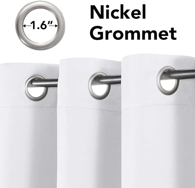 H.VERSAILTEX White Curtains 72 inches Long for Living Room Thermal Insulated Window Treatment Panels/Drapes - (White Color) - Set of 2 - Grommet Top