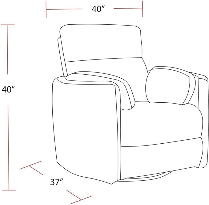 Pemberly Row Modern Mega Gray Fabric Power Swivel Glider Recliner (Two Pack) with USB Charging Ports for Living Room