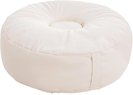 Newborn Photography Beanbag (Unfilled) 32″ Donut Style, Travel Size Posing Prop for Baby Photoshoots, Vegan Leather Baby Posing Pillow with Handle, Wipe-Clean, Ideal for Studio, Home or On-The-Go Use