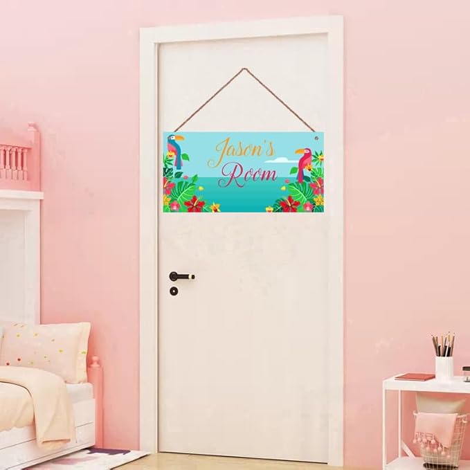 Personalized Bird Sign Cute Animal Themed Little Man Cave Sign For Kids Room Nursery Door Decor,Custom Name Flowers Wall Art Decor Decorative Plate for Boys Bedroom Girls Room