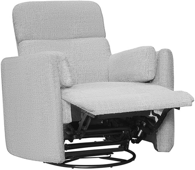 Pemberly Row Manual Swivel Glider Recliner Chair in Angora Linen (Set of 2) with USB Charging Ports and 2 Comfort Pillows for Living Room