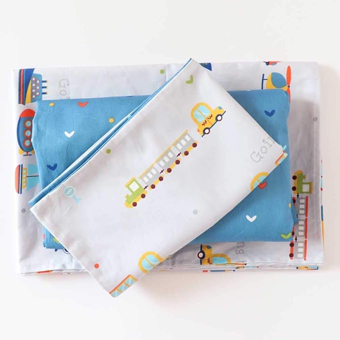 100% Cotton Crib Bedding Set for Baby Boys Girls,3 Pcs Baby Bed Linen Include Duvet Cover,Fitted Sheet,Pillowcase,Nursery Decoration,No Filler(Navy)