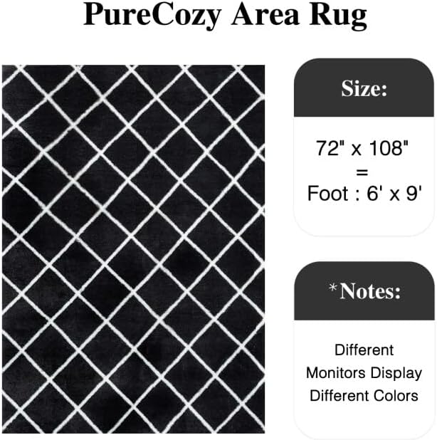 6x9 Checkered Rug for Living Room Black and White Modern Soft Area Rug Fluffy Non-Slip Carpet for Bedroom Playroom Home Aesthetic Decor