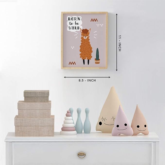 Andaz Press Nursery Kids Room Scandinavian Hello Llama Wall Art Decor Poster Prints, 8.5 x 11-inch, Scandinavian Born To Be Wild Llama Graphic, 1-Pack, Unframed
