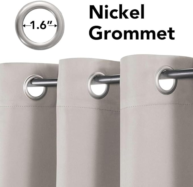 H.VERSAILTEX Premium Blackout Thermal Insulated Room Darkening Curtains for Bedroom/Living Room - Classic Grommet Top (2 Panels, Stone, 52 Inch by 96 Inch)