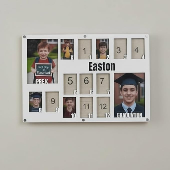 School Years Picture Frame Kids School Frame Graduation Photo holder K-12 Picture holder Preschool to Graduation display Photo Collage display Picture Frames pre K-12 Years(PRE K-Graduation 3.0)