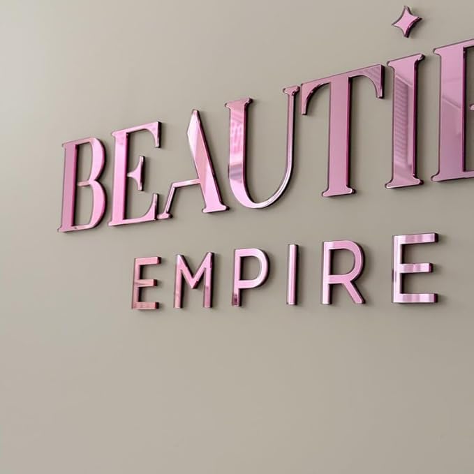 Custom Pink Mirror Acrylic Logo Sign for Business Salon or Office Wall Sign