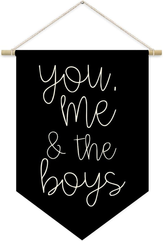Boys Playroom Decor - You Me & The Boys Banner, Wall Hanging Pennant Flag Decor for Nursery, Classroom & Playroom Essentials
